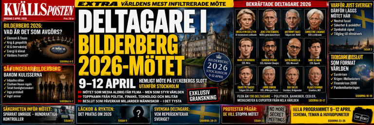 Deltagare i Bilderberg 2026-mötet 9 – 12 april.