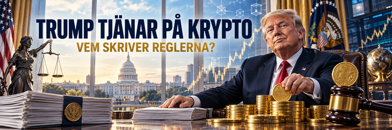 TRUMP TJÄNAR PÅ KRYPTO – KAN HAN SAMTIDIGT PÅVERKA REGLERNA?